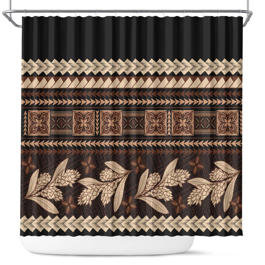 Black Samoa Siapo Teuila Flowers Shower Curtain