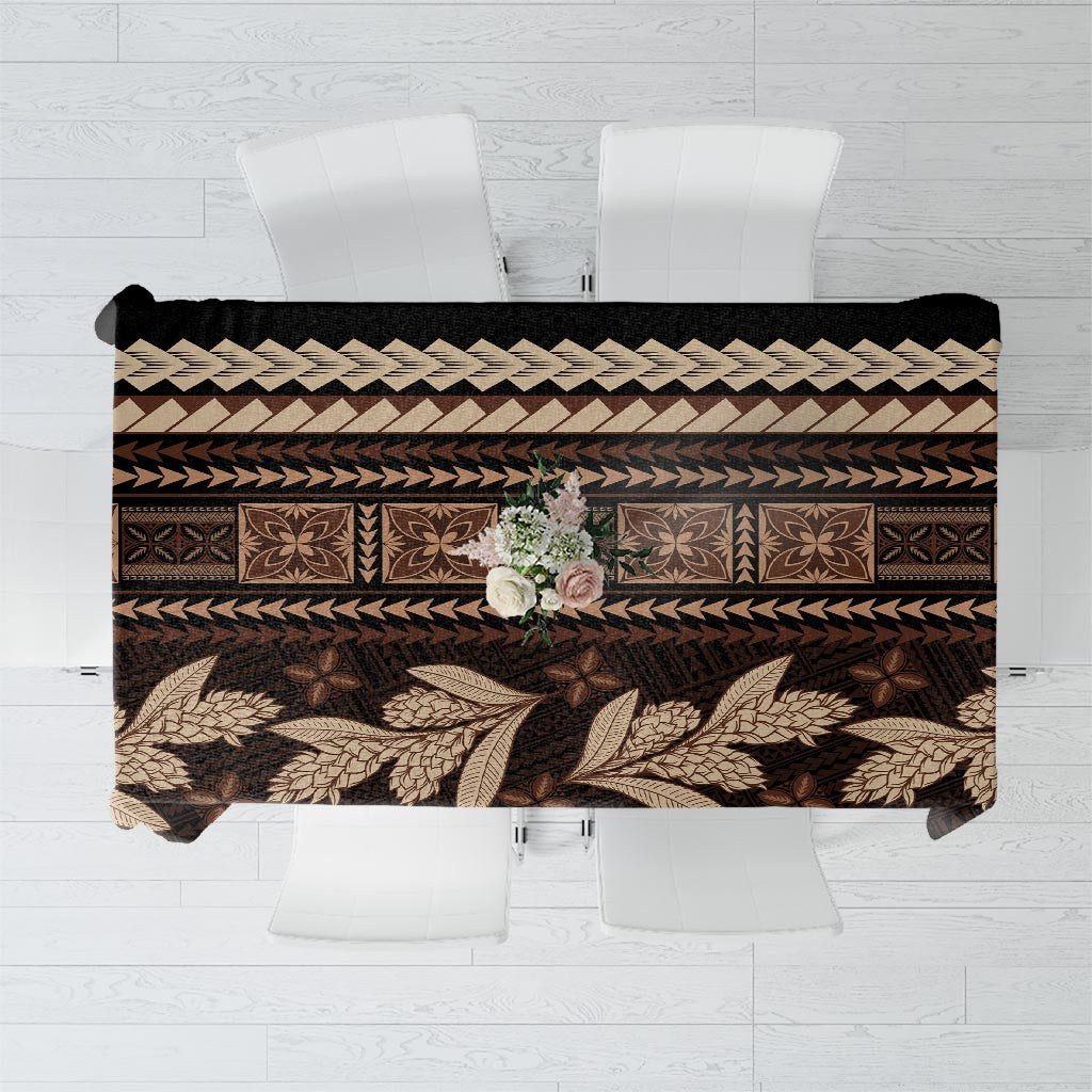 Black Samoa Siapo Teuila Flowers Tablecloth LT14 Black - Polynesian Pride