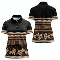 Black Samoa Siapo Teuila Flowers Women Polo Shirt LT14 - Polynesian Pride