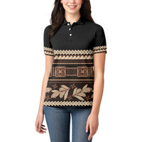 Black Samoa Siapo Teuila Flowers Women Polo Shirt LT14 - Polynesian Pride