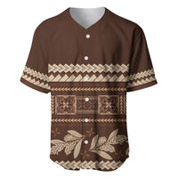 Brown Samoa Siapo Teuila Flowers Baseball Jersey LT14 Brown - Polynesian Pride