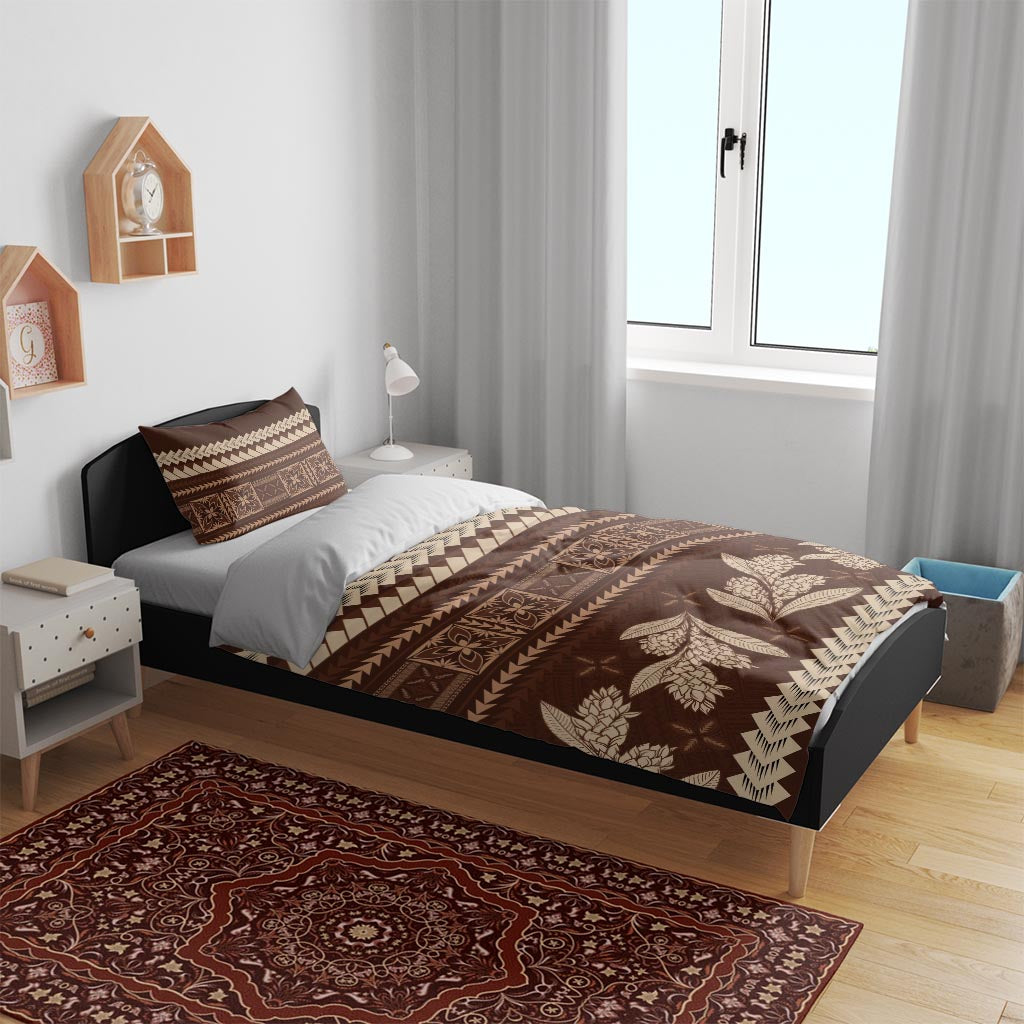 Brown Samoa Siapo Teuila Flowers Bedding Set LT14 - Polynesian Pride