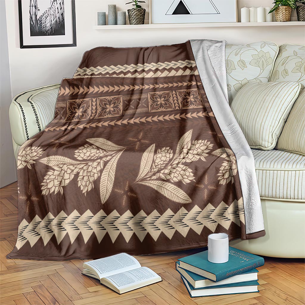 Brown Samoa Siapo Teuila Flowers Blanket LT14 Brown - Polynesian Pride