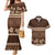 Brown Samoa Siapo Teuila Flowers Couples Matching Mermaid Dress and Hawaiian Shirt