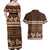 Brown Samoa Siapo Teuila Flowers Couples Matching Off Shoulder Maxi Dress and Hawaiian Shirt