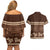 Brown Samoa Siapo Teuila Flowers Couples Matching Off Shoulder Short Dress and Hawaiian Shirt