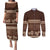 Brown Samoa Siapo Teuila Flowers Couples Matching Puletasi and Long Sleeve Button Shirt