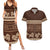 Brown Samoa Siapo Teuila Flowers Couples Matching Summer Maxi Dress and Hawaiian Shirt