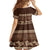 Brown Samoa Siapo Teuila Flowers Family Matching Long Sleeve Bodycon Dress and Hawaiian Shirt