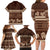 Brown Samoa Siapo Teuila Flowers Family Matching Long Sleeve Bodycon Dress and Hawaiian Shirt