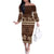 Brown Samoa Siapo Teuila Flowers Family Matching Off The Shoulder Long Sleeve Dress and Hawaiian Shirt