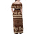 Brown Samoa Siapo Teuila Flowers Family Matching Off Shoulder Maxi Dress and Hawaiian Shirt