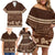 Brown Samoa Siapo Teuila Flowers Family Matching Off Shoulder Short Dress and Hawaiian Shirt