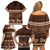 Brown Samoa Siapo Teuila Flowers Family Matching Off Shoulder Short Dress and Hawaiian Shirt