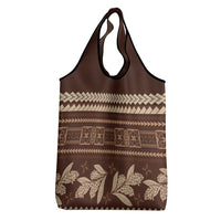 Brown Samoa Siapo Teuila Flowers Grocery Bag LT14 - Polynesian Pride