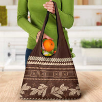Brown Samoa Siapo Teuila Flowers Grocery Bag LT14 - Polynesian Pride