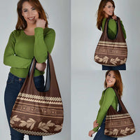 Brown Samoa Siapo Teuila Flowers Grocery Bag LT14 - Polynesian Pride