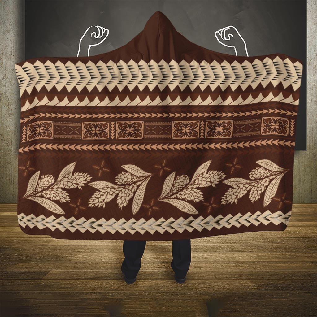Brown Samoa Siapo Teuila Flowers Hooded Blanket LT14 One Size Brown - Polynesian Pride
