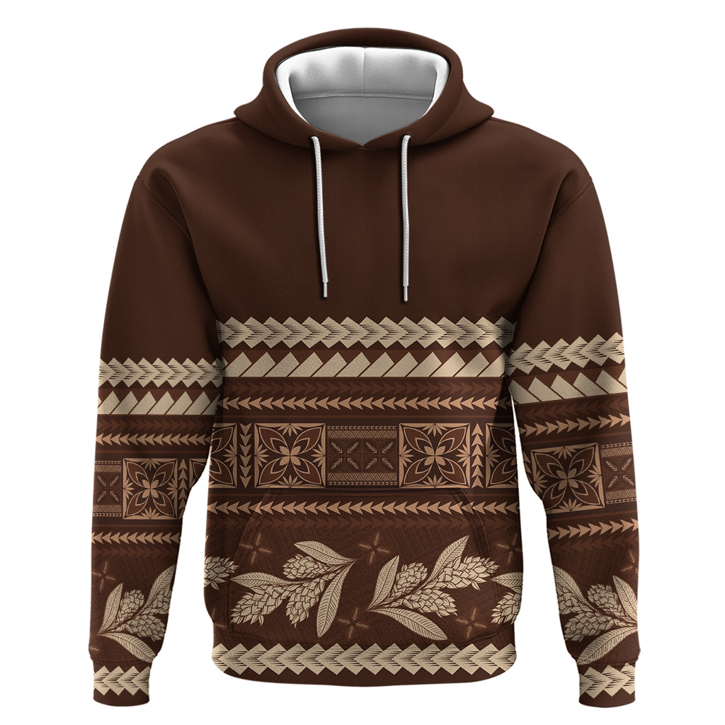 Brown Samoa Siapo Teuila Flowers Hoodie LT14 Pullover Hoodie Brown - Polynesian Pride