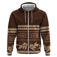 Brown Samoa Siapo Teuila Flowers Hoodie LT14 Zip Hoodie Brown - Polynesian Pride