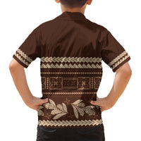 Brown Samoa Siapo Teuila Flowers Kid Hawaiian Shirt LT14 - Polynesian Pride