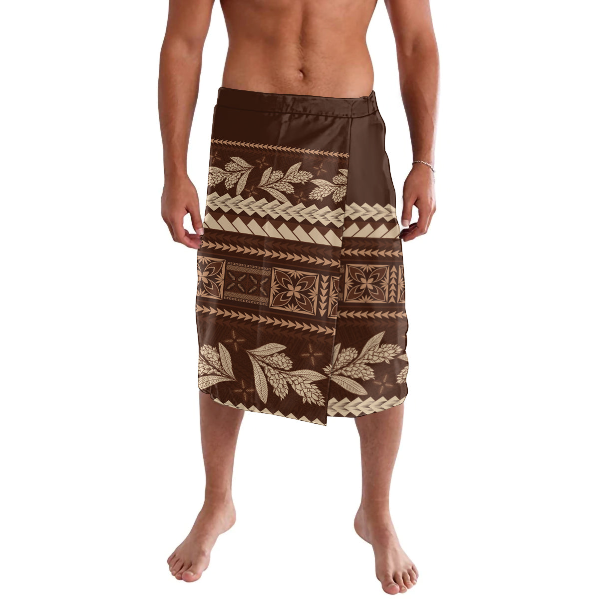 Brown Samoa Siapo Teuila Flowers Lavalava - LT14 Brown - Polynesian Pride