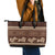 Brown Samoa Siapo Teuila Flowers Leather Tote Bag