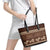 Brown Samoa Siapo Teuila Flowers Leather Tote Bag