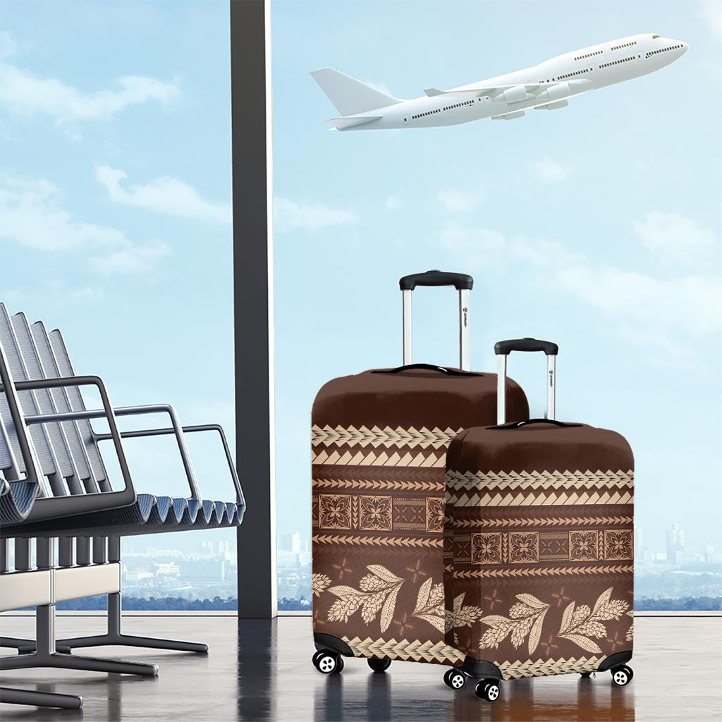 Brown Samoa Siapo Teuila Flowers Luggage Cover LT14 - Polynesian Pride