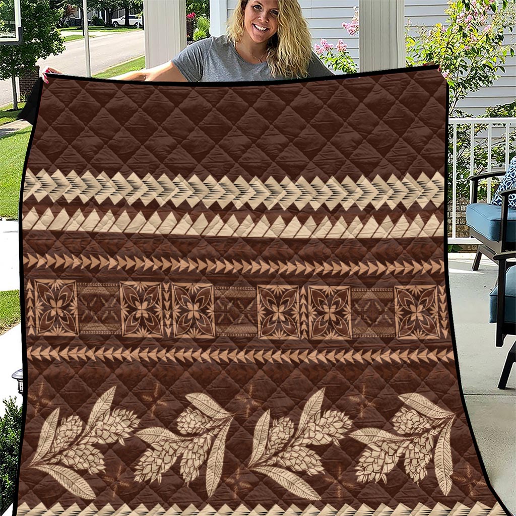 Brown Samoa Siapo Teuila Flowers Quilt