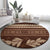 Brown Samoa Siapo Teuila Flowers Round Carpet