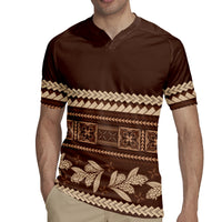 Brown Samoa Siapo Teuila Flowers Rugby Jersey LT14 - Polynesian Pride