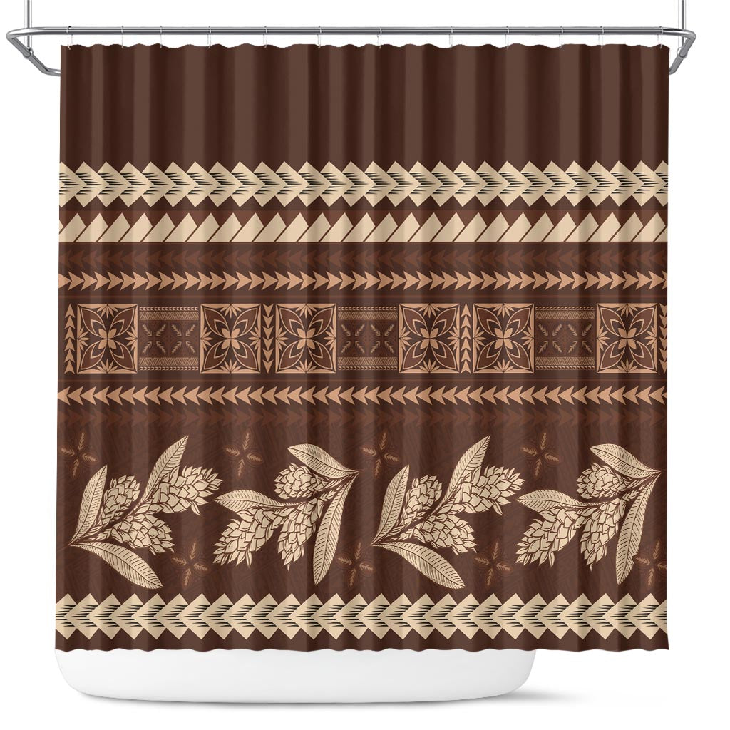 Brown Samoa Siapo Teuila Flowers Shower Curtain LT14 Brown - Polynesian Pride