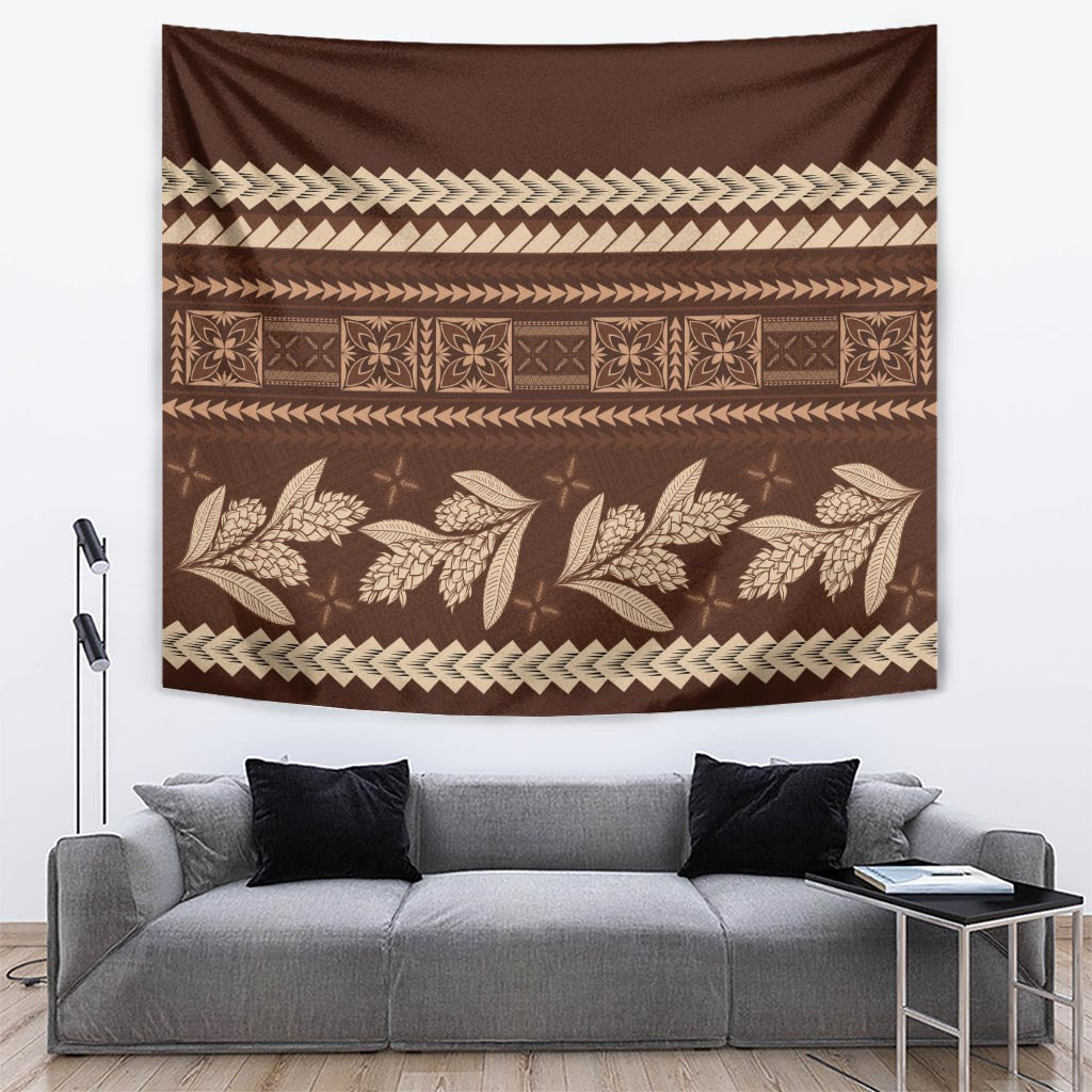 Brown Samoa Siapo Teuila Flowers Tapestry LT14 Brown - Polynesian Pride