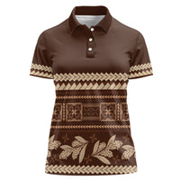 Brown Samoa Siapo Teuila Flowers Women Polo Shirt LT14 Female Brown - Polynesian Pride