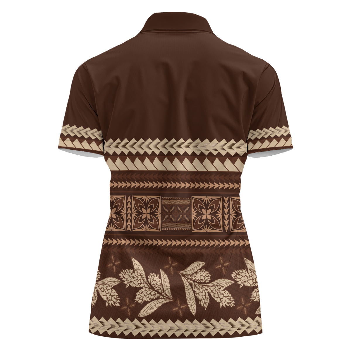 Brown Samoa Siapo Teuila Flowers Women Polo Shirt LT14 - Polynesian Pride