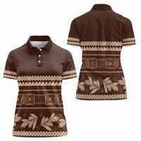 Brown Samoa Siapo Teuila Flowers Women Polo Shirt LT14 - Polynesian Pride