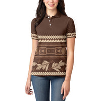 Brown Samoa Siapo Teuila Flowers Women Polo Shirt LT14 - Polynesian Pride