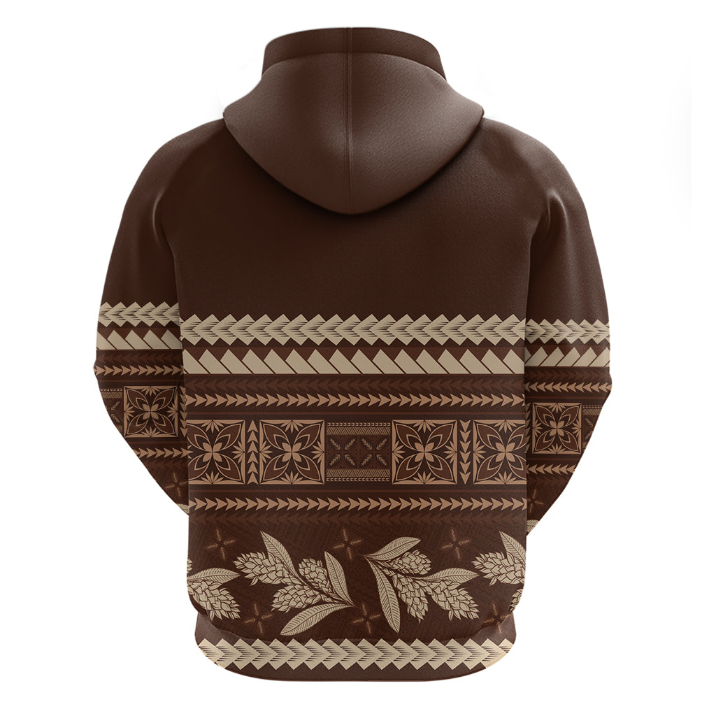 Brown Samoa Siapo Teuila Flowers Zip Hoodie LT14 - Polynesian Pride