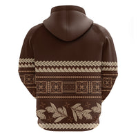 Brown Samoa Siapo Teuila Flowers Zip Hoodie LT14 - Polynesian Pride