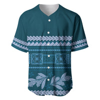 Dark Cyan Samoa Siapo Teuila Flowers Baseball Jersey LT14 Dark Cyan - Polynesian Pride