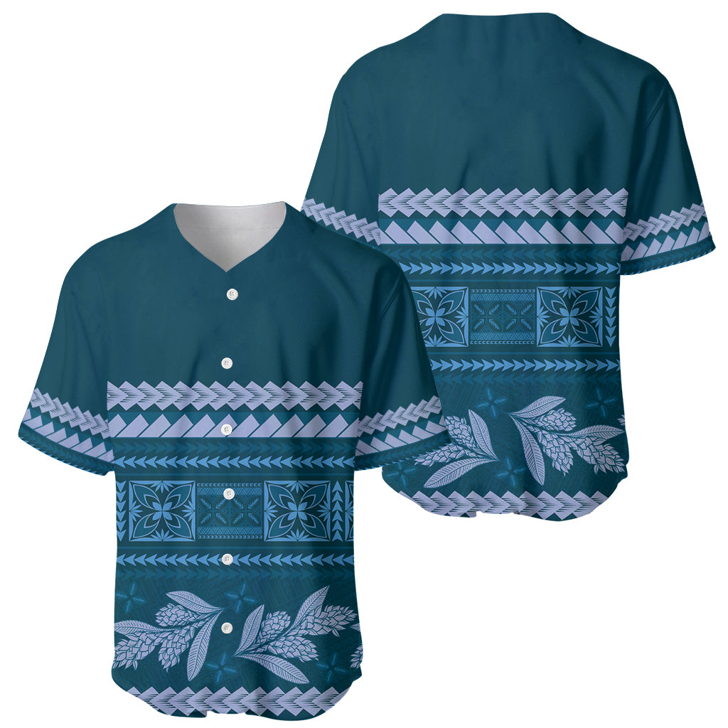 Dark Cyan Samoa Siapo Teuila Flowers Baseball Jersey LT14 - Polynesian Pride