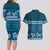 Dark Cyan Samoa Siapo Teuila Flowers Couples Matching Long Sleeve Bodycon Dress and Hawaiian Shirt