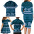 Dark Cyan Samoa Siapo Teuila Flowers Family Matching Long Sleeve Bodycon Dress and Hawaiian Shirt