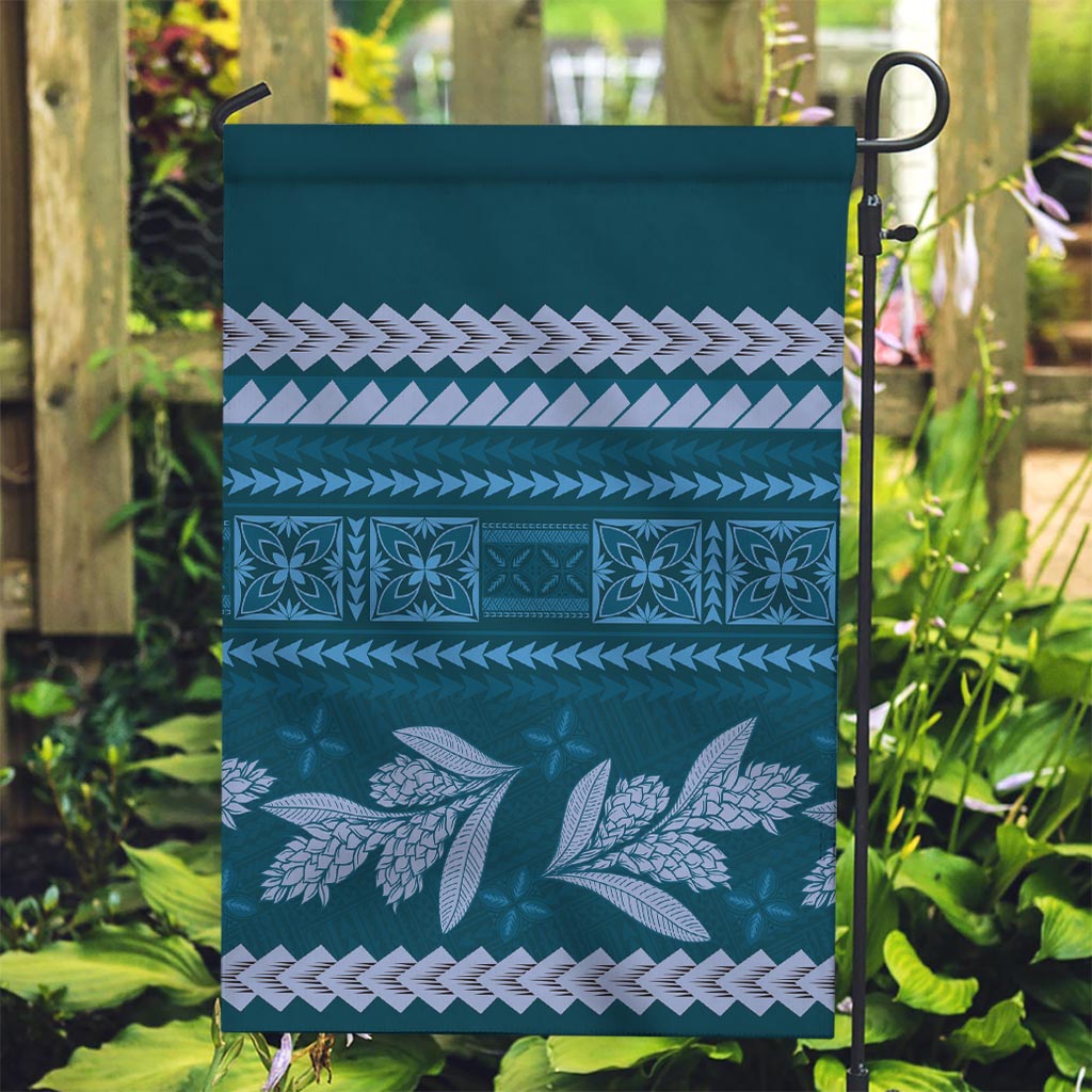 Dark Cyan Samoa Siapo Teuila Flowers Garden Flag LT14 Garden Flag Dark Cyan - Polynesian Pride