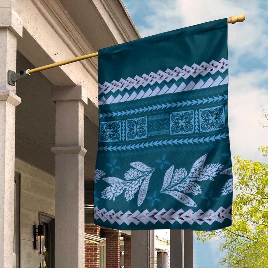 Dark Cyan Samoa Siapo Teuila Flowers Garden Flag LT14 House Flag Dark Cyan - Polynesian Pride