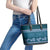 Dark Cyan Samoa Siapo Teuila Flowers Leather Tote Bag