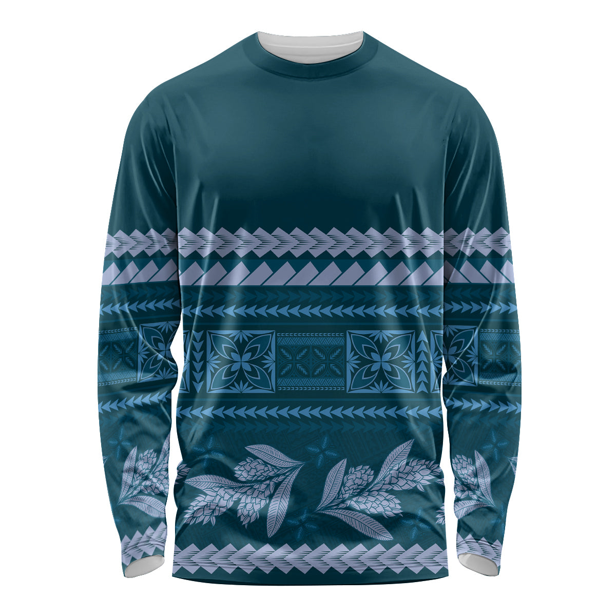 Dark Cyan Samoa Siapo Teuila Flowers Long Sleeve Shirt LT14 Unisex Dark Cyan - Polynesian Pride