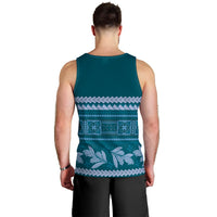 Dark Cyan Samoa Siapo Teuila Flowers Men Tank Top LT14 - Polynesian Pride