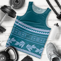 Dark Cyan Samoa Siapo Teuila Flowers Men Tank Top LT14 - Polynesian Pride